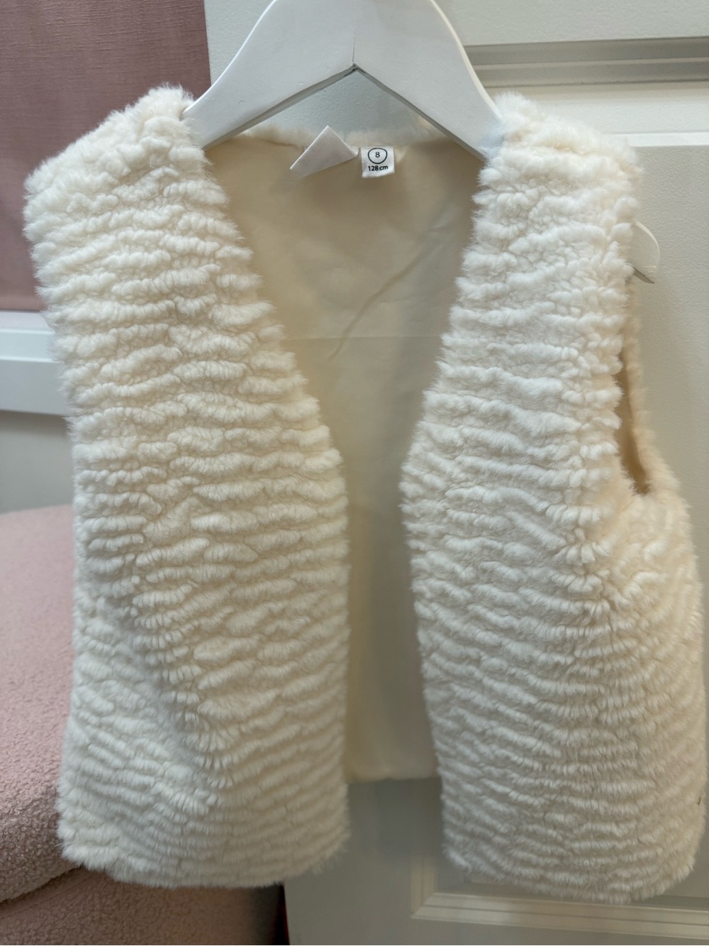 Deux Par Deux Cream Faux Fur Vest (size 8)